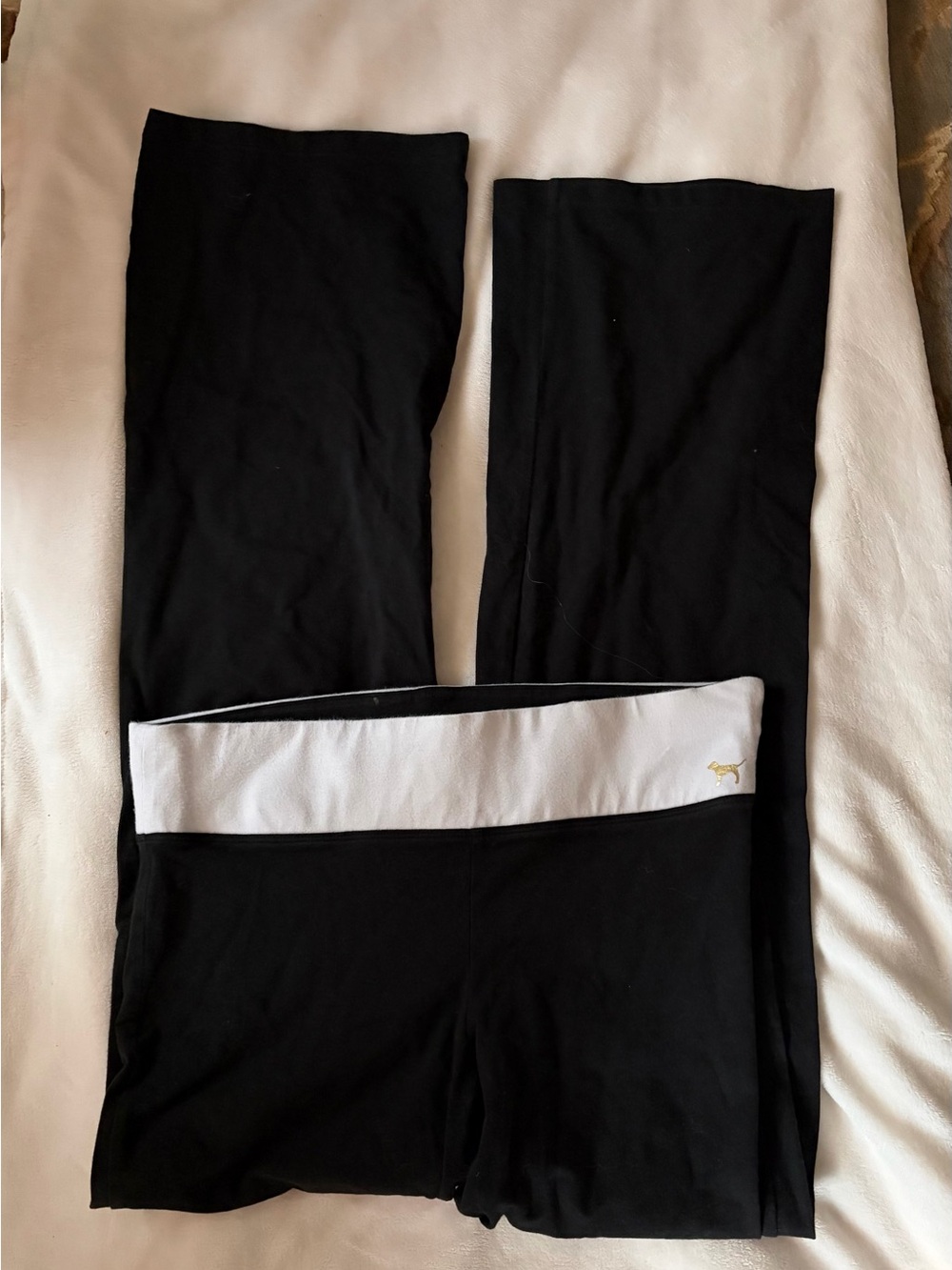 PINK Victoria's Secret Black yoga Pants with White Waistband